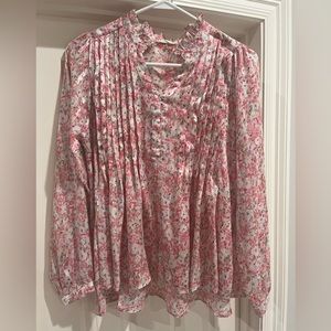 Floral blouse with silver thread